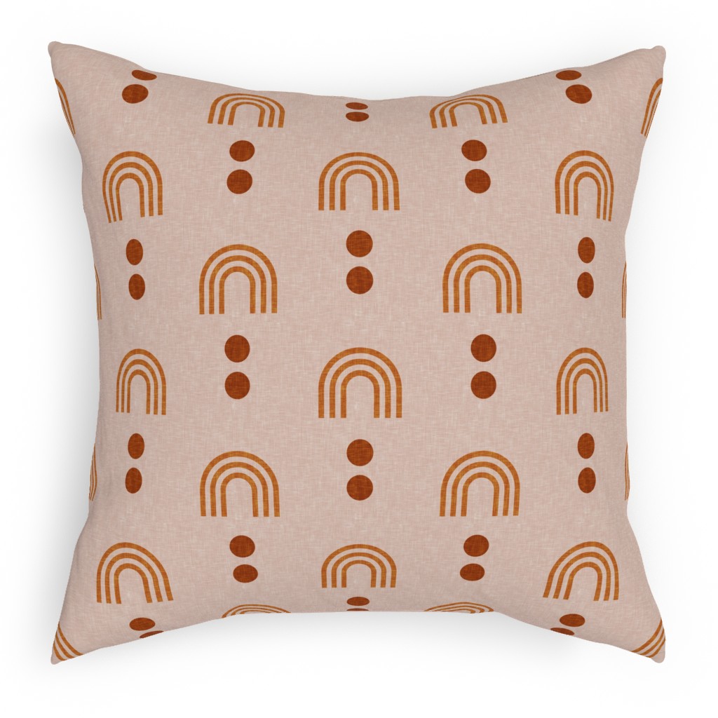 Aria Geometric Rainbow Pillow, Woven, White, 18x18, Double Sided, Pink, Wheat