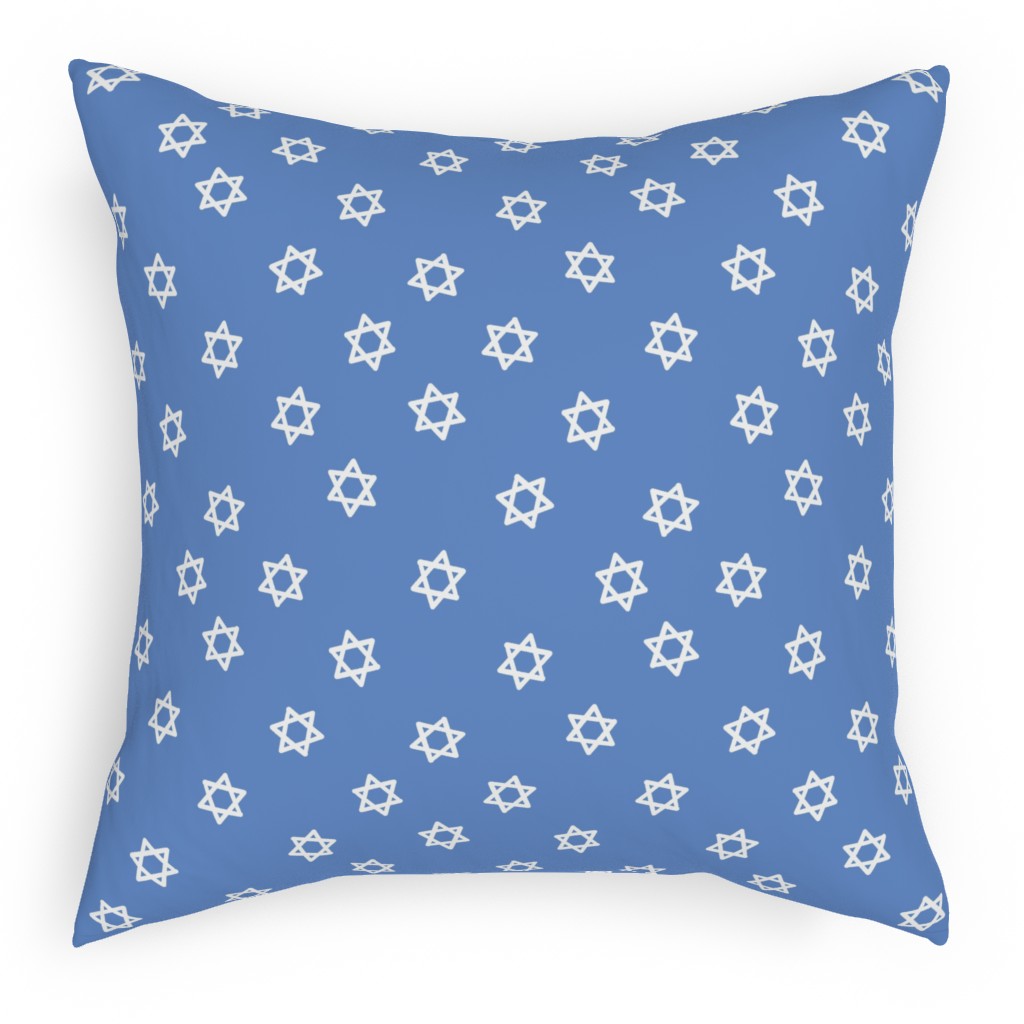 Star of David - White & Blue Pillow, Woven, White, 18x18, Double Sided, Blue