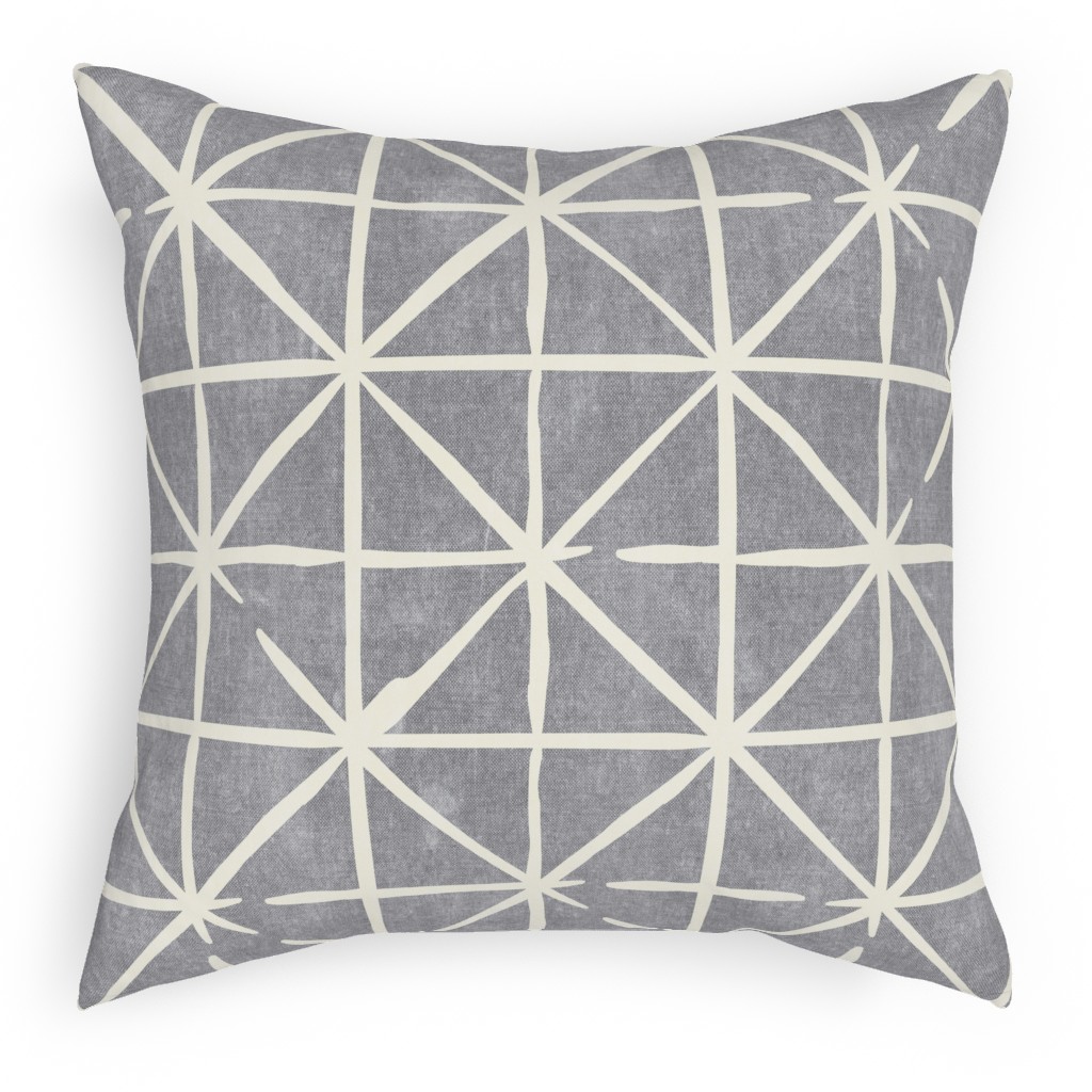 Geometric Triangles - Distressed - Grey Pillow, Woven, White, 18x18, Double Sided, Gray