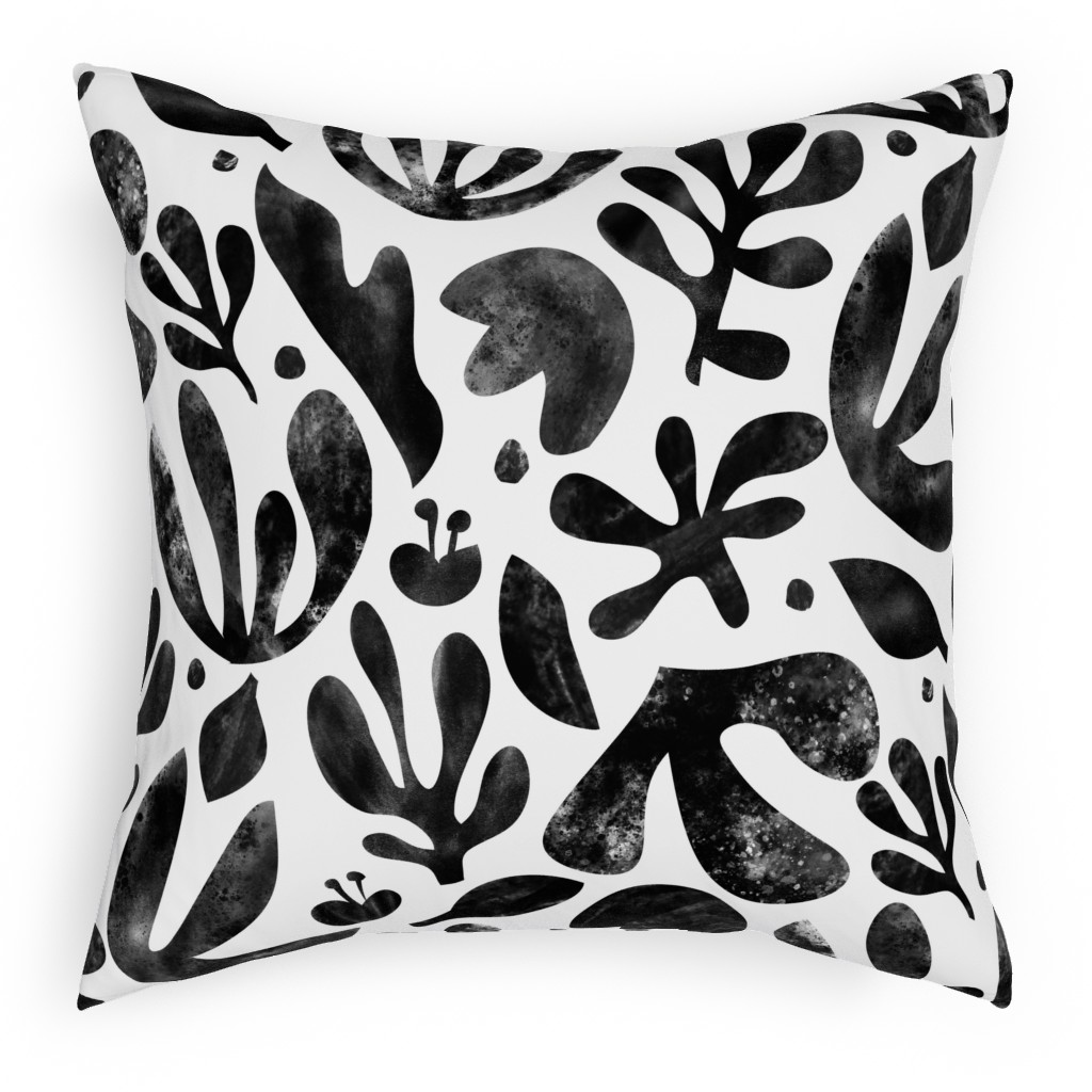 Flower Cutouts - Light Pillow, Woven, White, 18x18, Double Sided, Black, Black