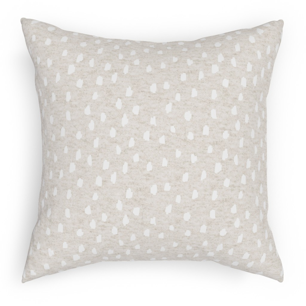 White Speckle Dot on Textured Oatmeal Pillow, Woven, White, 18x18, Double Sided, Beige
