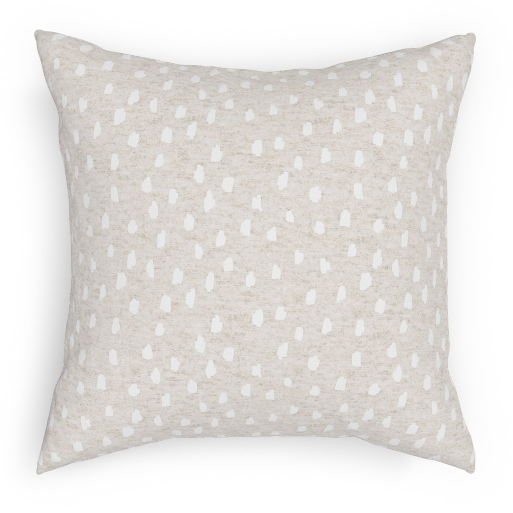 White Speckle Dot on Textured Oatmeal Pillow, Woven, White, 18x18, Double Sided, Beige, Pearl