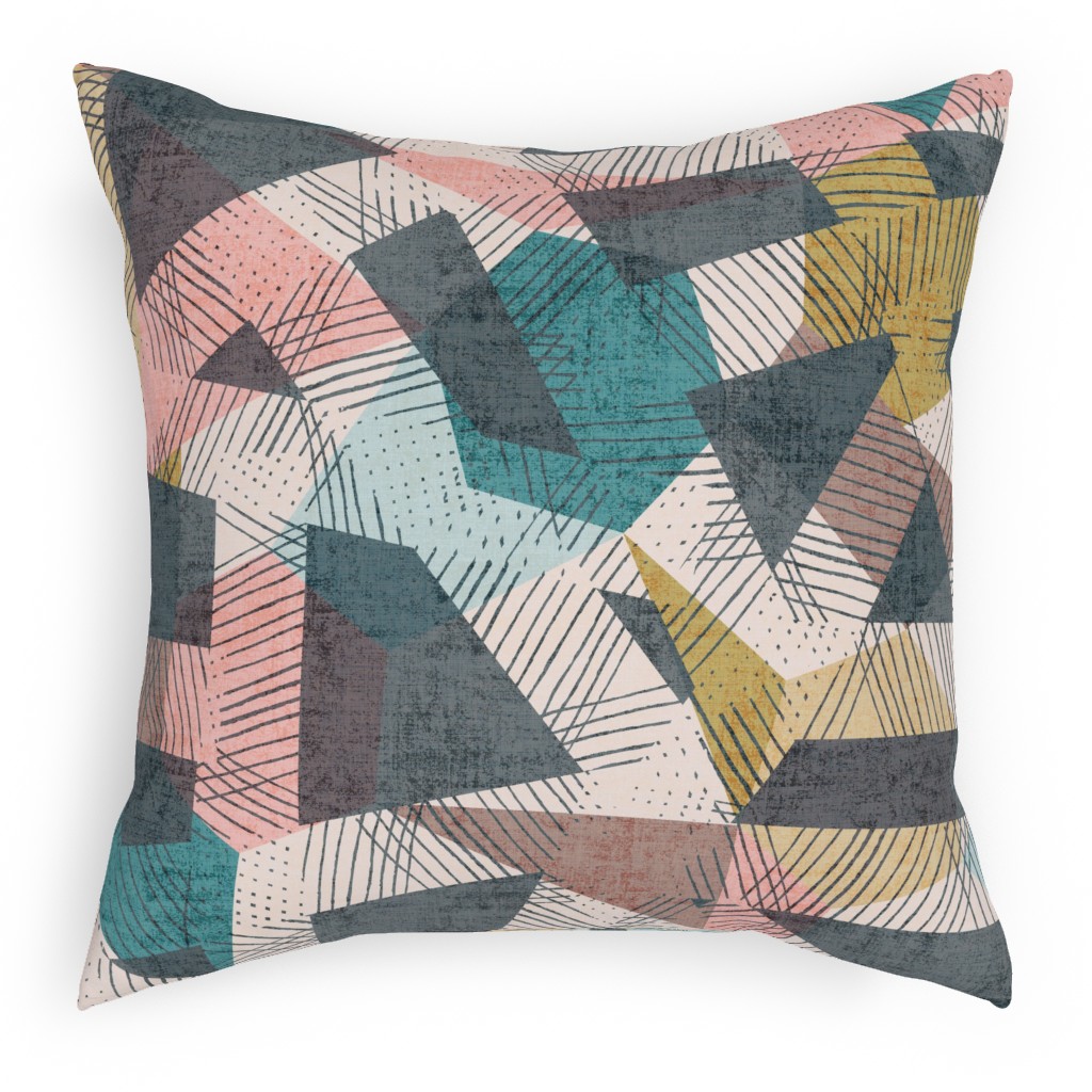 Abstract Geometic - Multi Pillow, Woven, White, 18x18, Double Sided, Multicolor