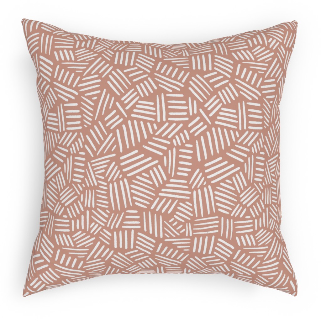 Dashes - Pink Pillow, Woven, White, 18x18, Double Sided, Pink