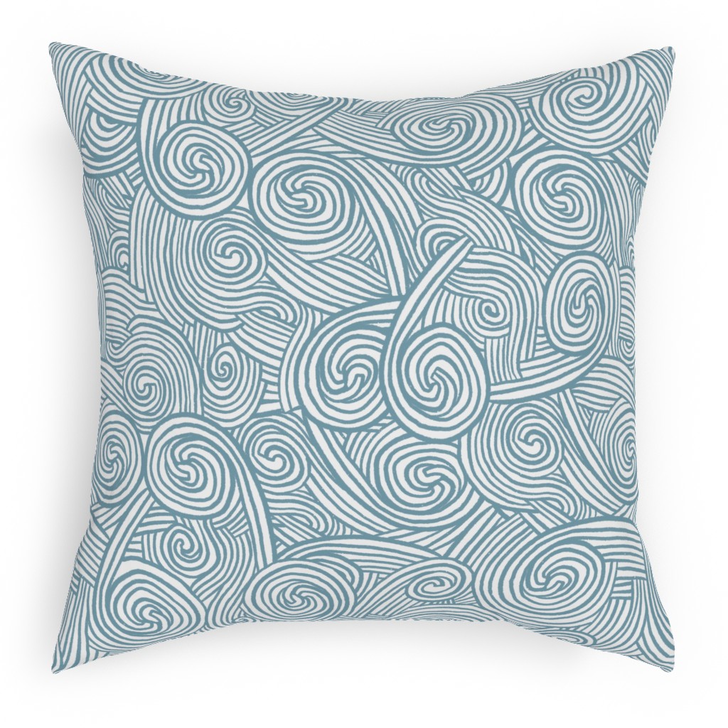 Kahuna Pillow, Woven, White, 18x18, Double Sided, Blue