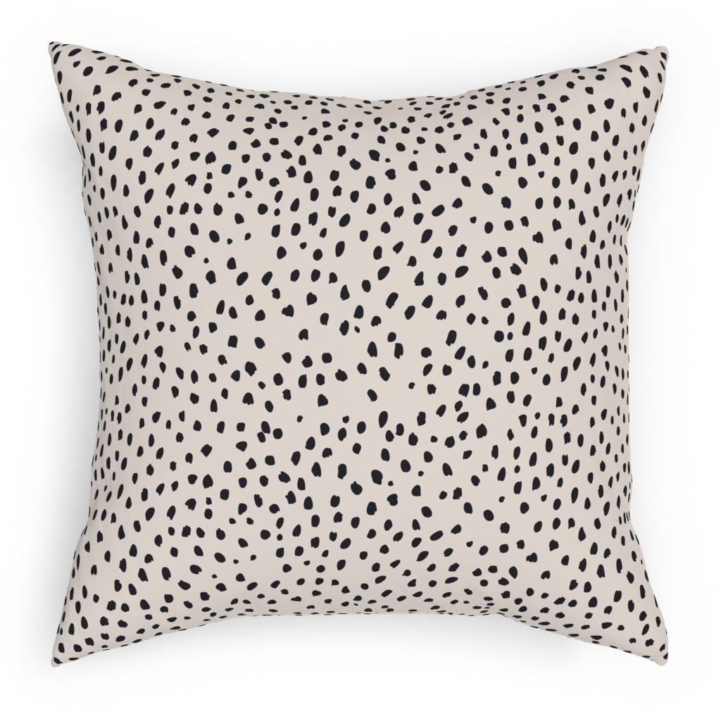 Black Marks - Creamy Beige Pillow, Woven, White, 18x18, Double Sided, Beige