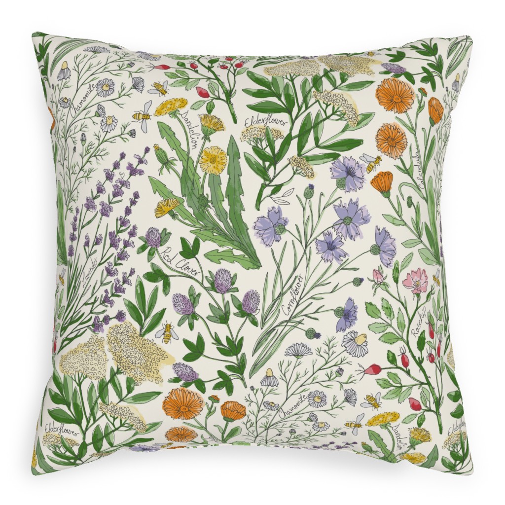 Wildflowers - Multi Pillow, Woven, White, 20x20, Double Sided, Multicolor