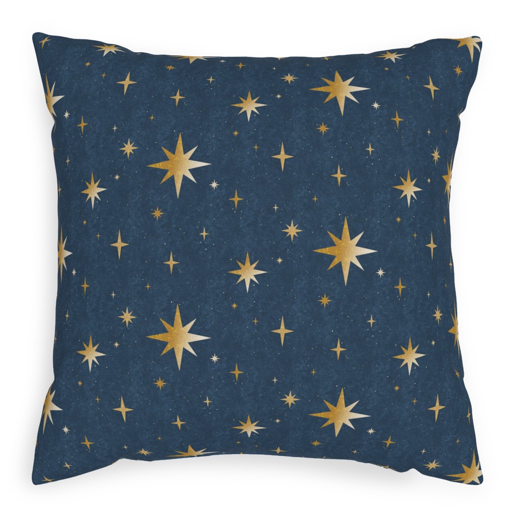 Art Deco Starbursts - Blue Pillow, Woven, White, 20x20, Double Sided, Blue