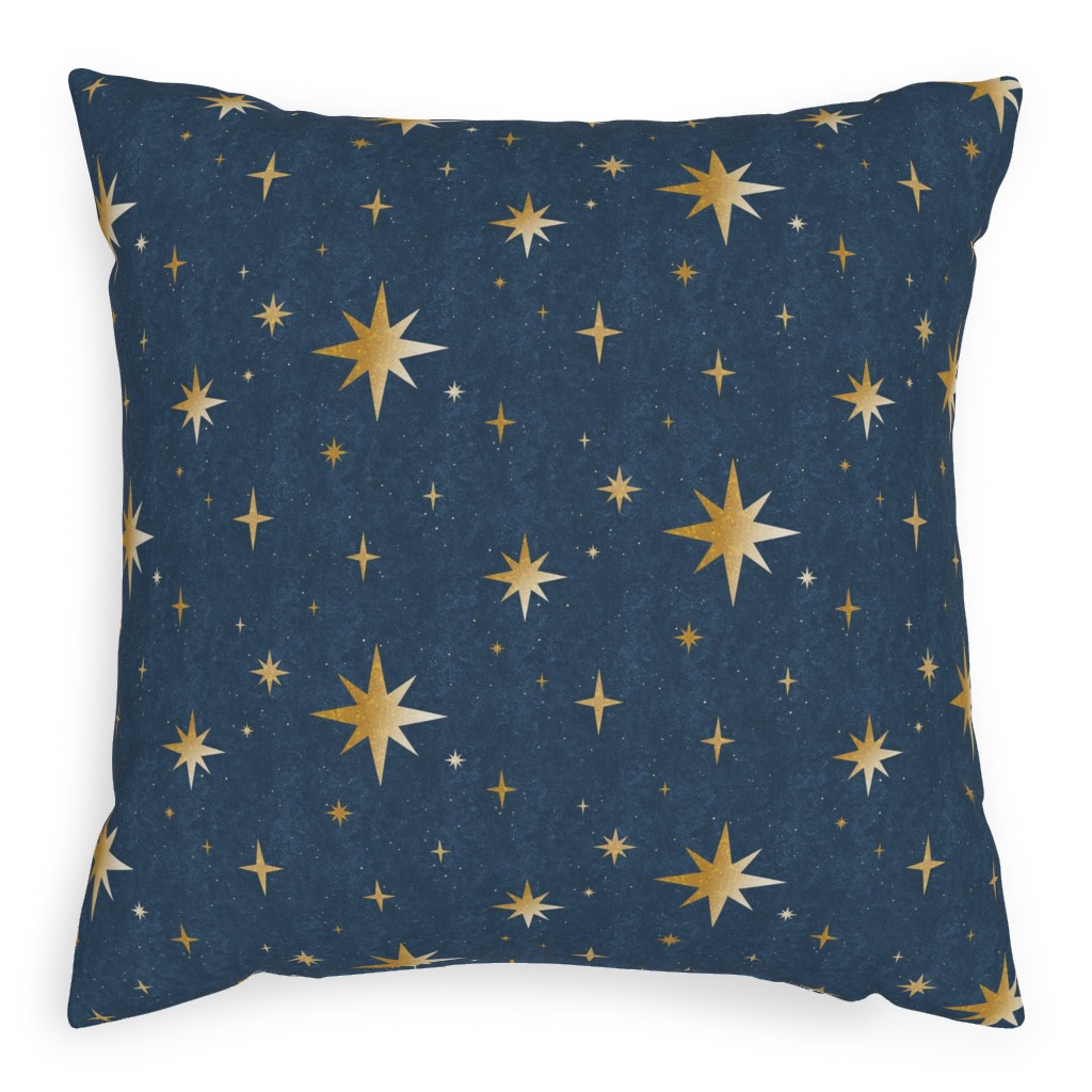 Art Deco Starbursts - Blue Pillow, Woven, White, 20x20, Double Sided, Blue, True Blue