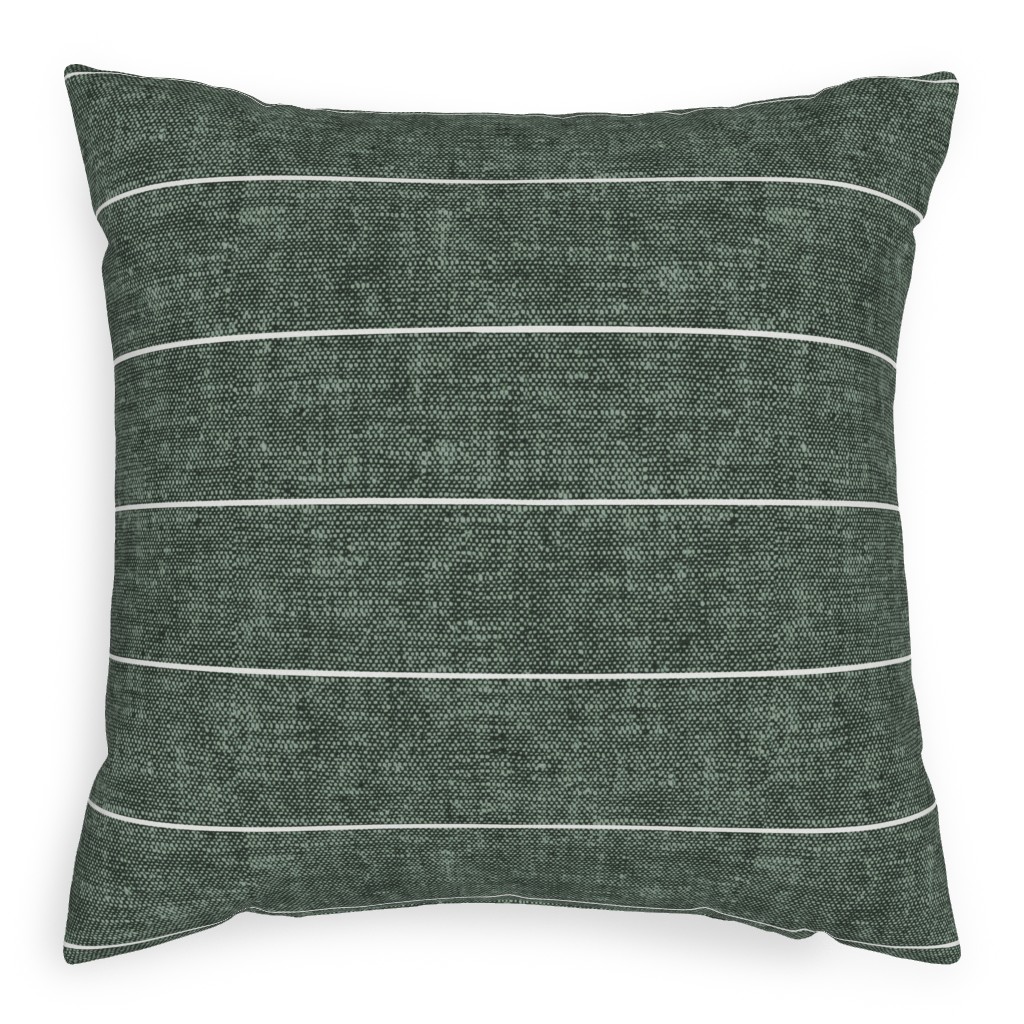 Farmhouse Stripes - Restoration Green Pillow, Woven, White, 20x20, Double Sided, Green