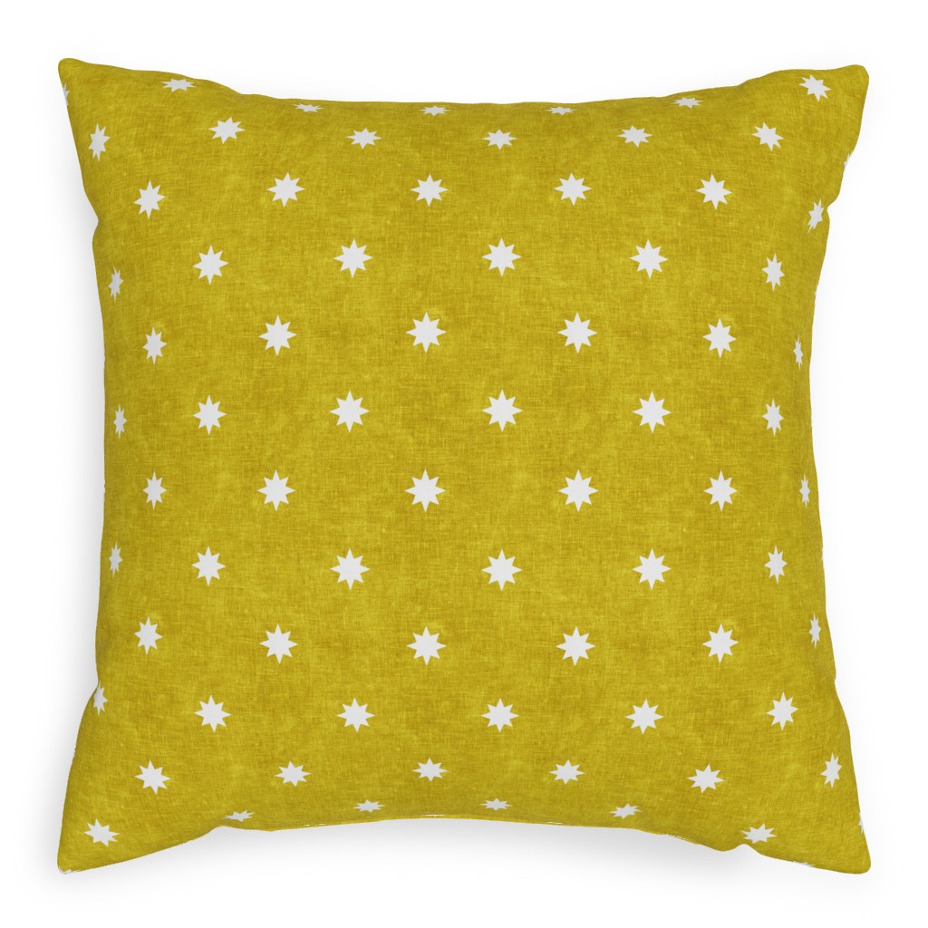 Vintage Stars Pillow, Woven, White, 20x20, Double Sided, Yellow