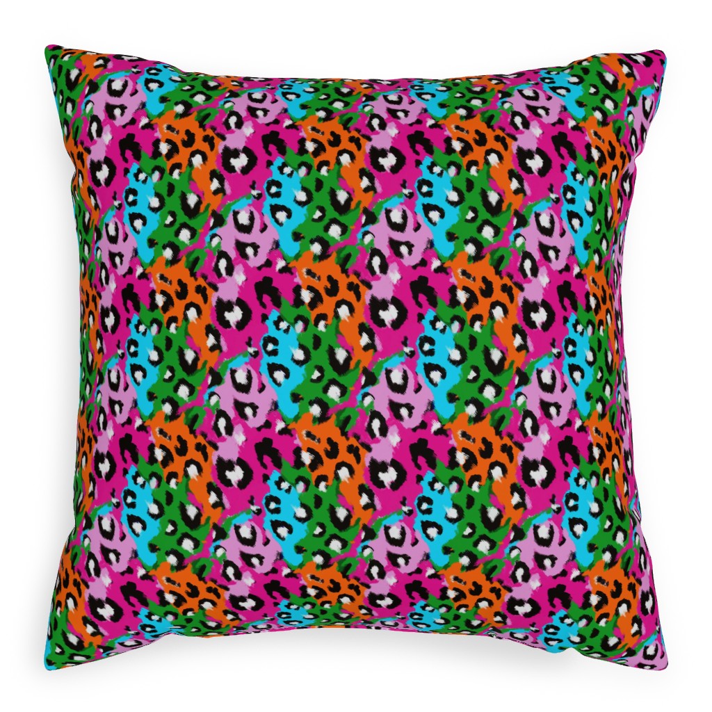 Leopard Print - Multi Pillow, Woven, White, 20x20, Double Sided, Multicolor