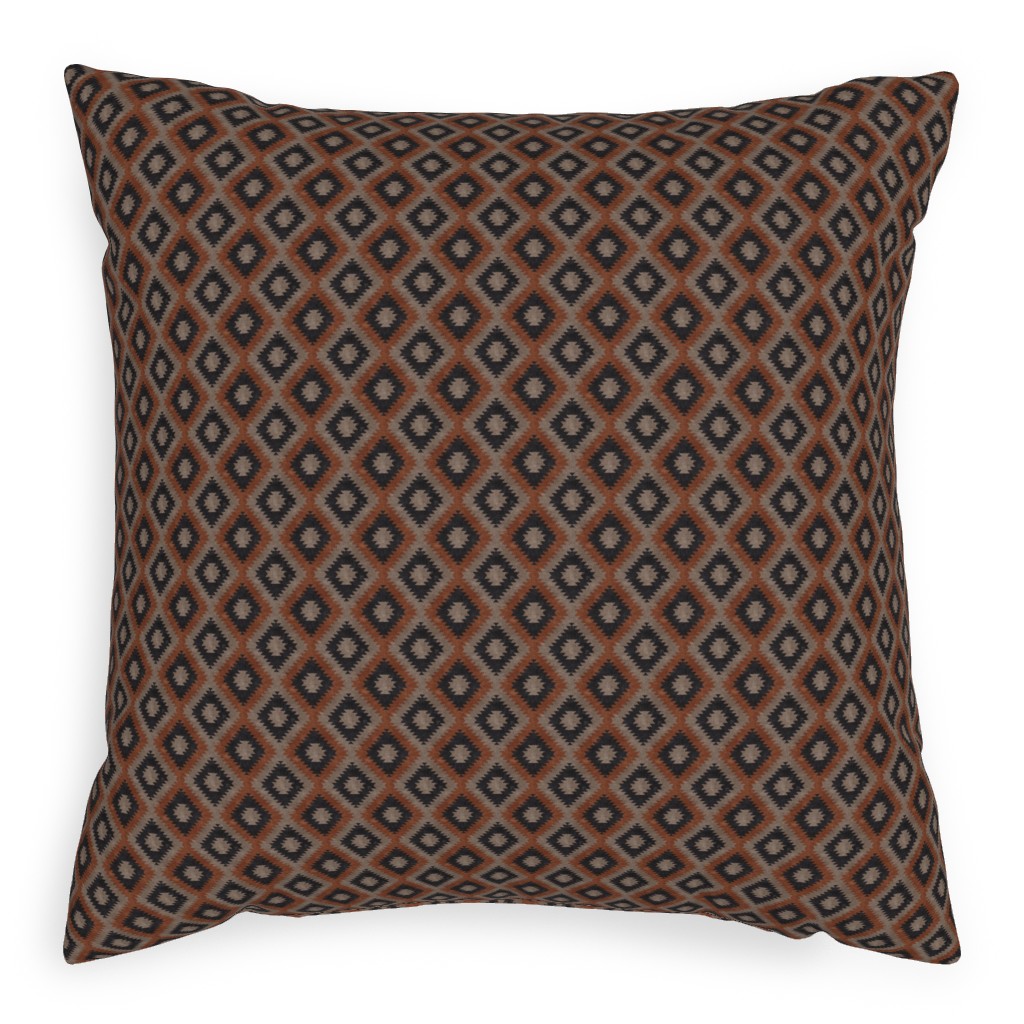 Aztec Pillow, Woven, White, 20x20, Double Sided, Brown