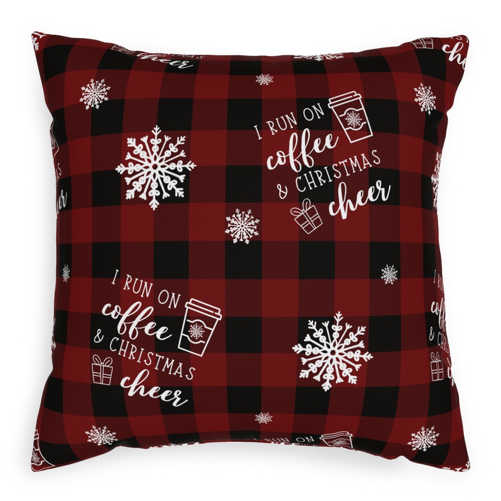 Coffee and Christmas Cheer Pillow, Woven, White, 20x20, Double Sided, Red