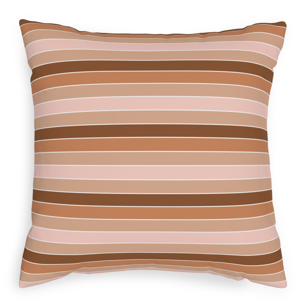 Candy Stripes - Warm Pillow, Woven, White, 20x20, Double Sided, Pink