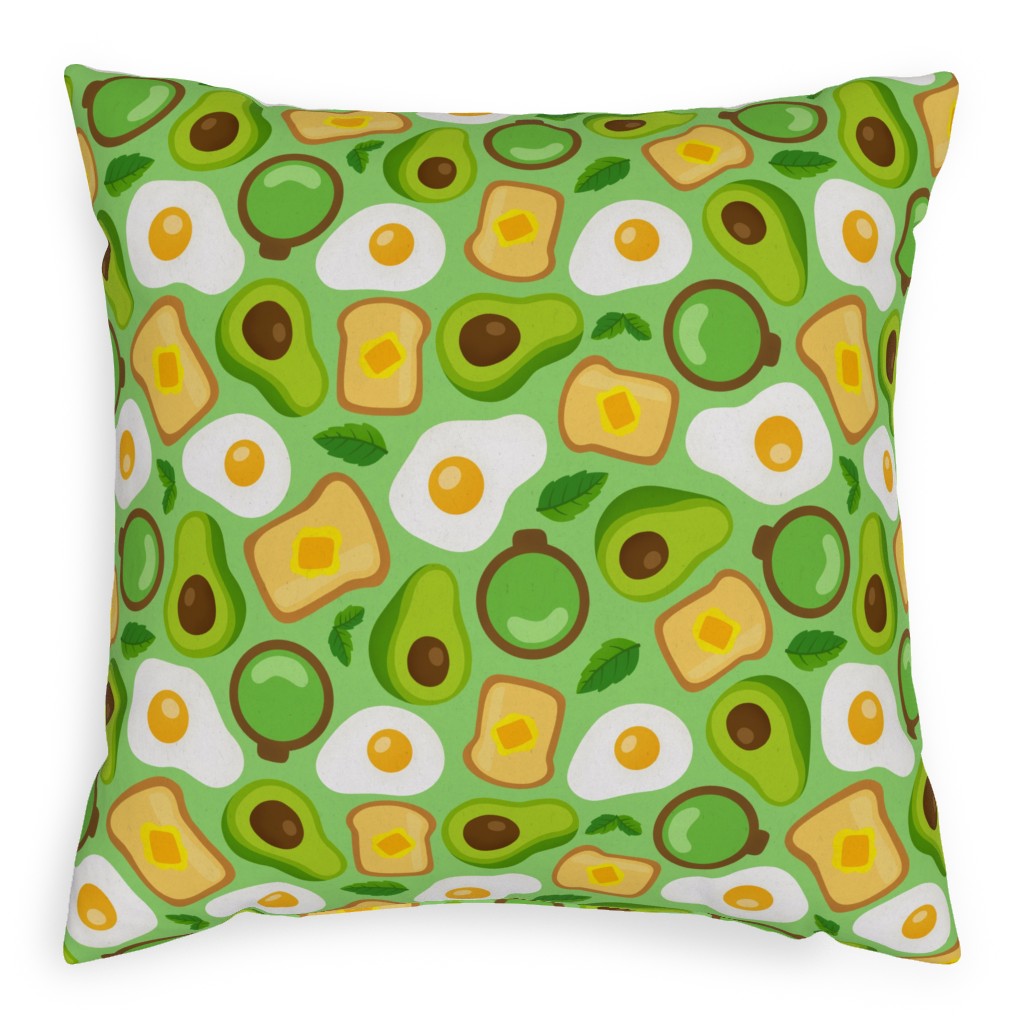 Deconstructed Avocado Toast - Green Pillow, Woven, White, 20x20, Double Sided, Green