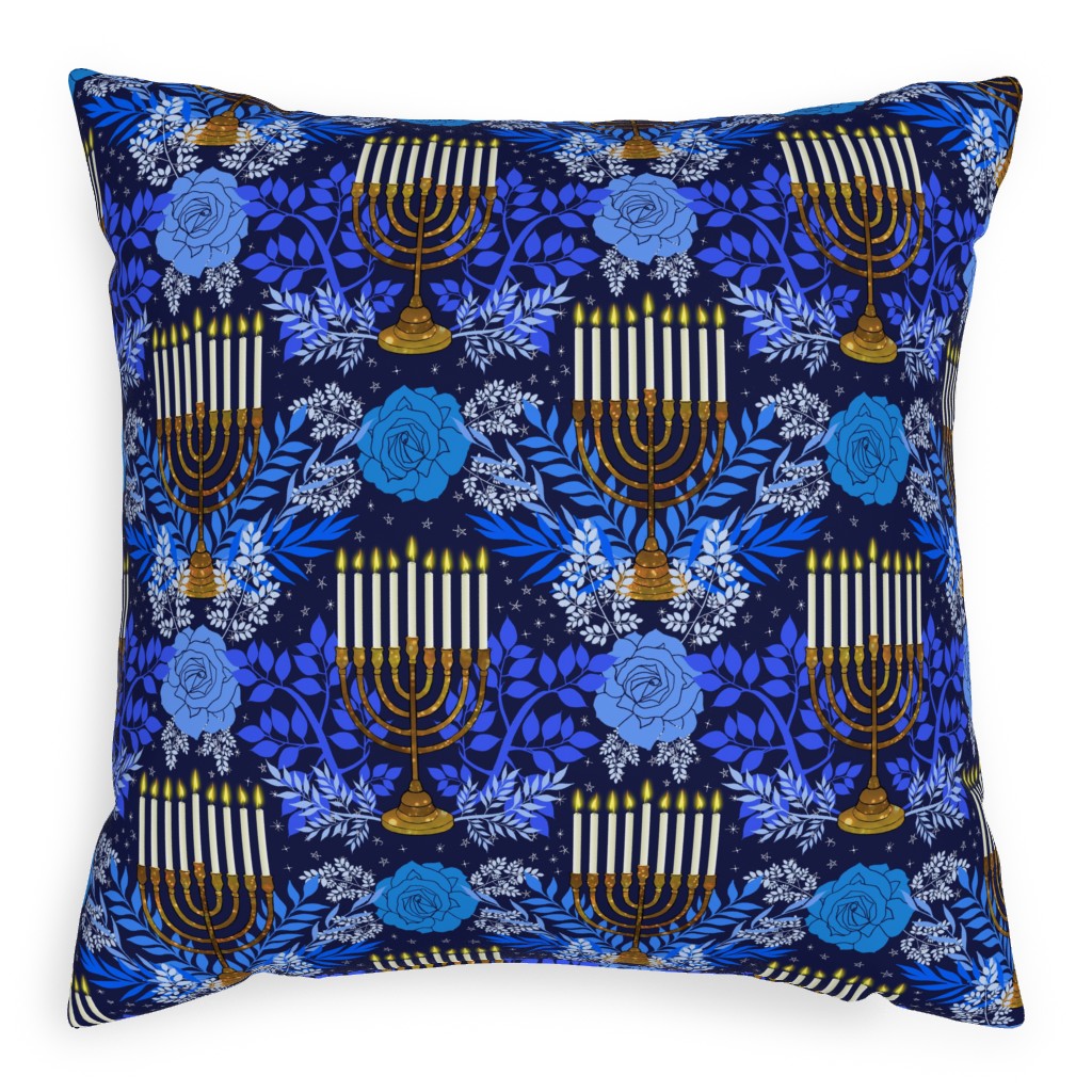 Blue And White Floral Pillow