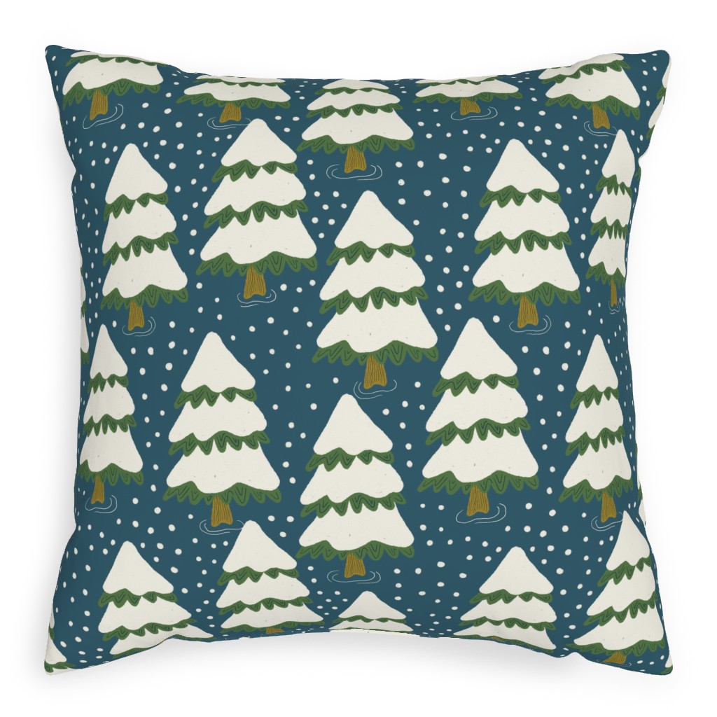 Winter Trees Pillow, Woven, White, 20x20, Double Sided, Blue, Silver Lake