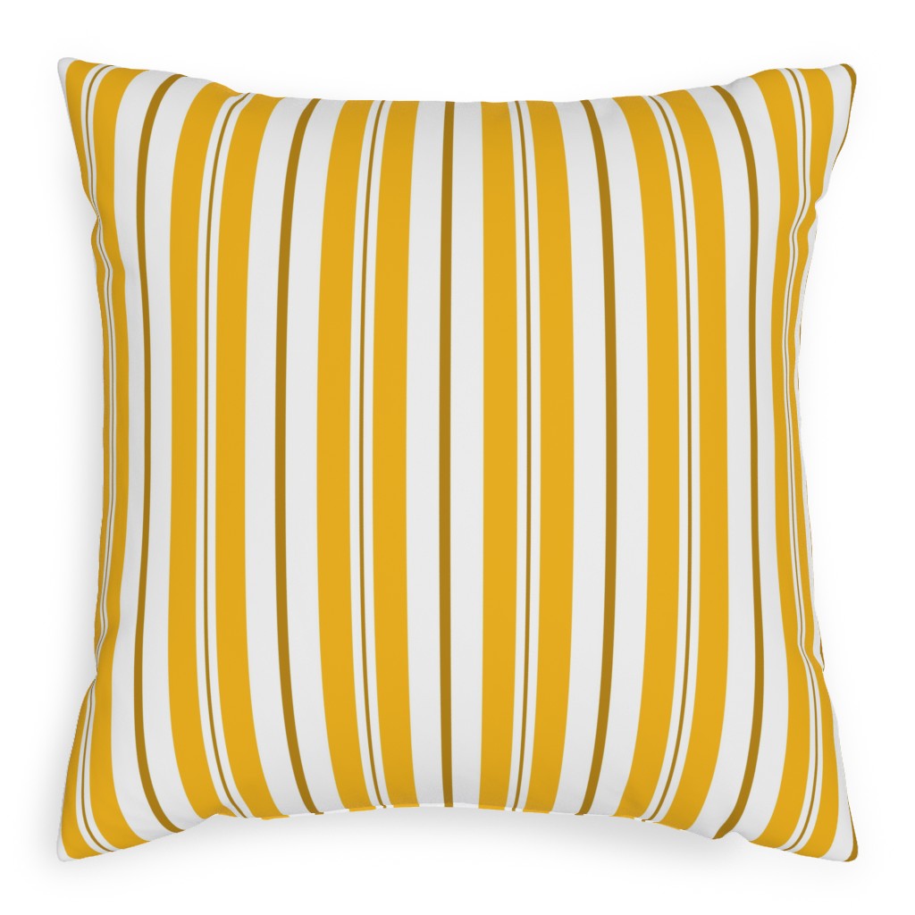 Gold White and Brown Stripes Pillow, Woven, White, 20x20, Double Sided, Yellow