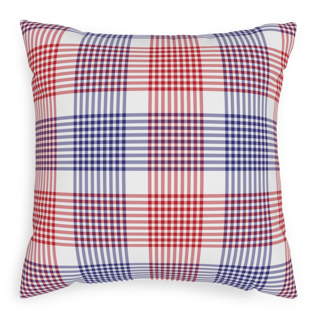 Plaid - Red, White and Blue Pillow, Woven, White, 20x20, Double Sided, Multicolor