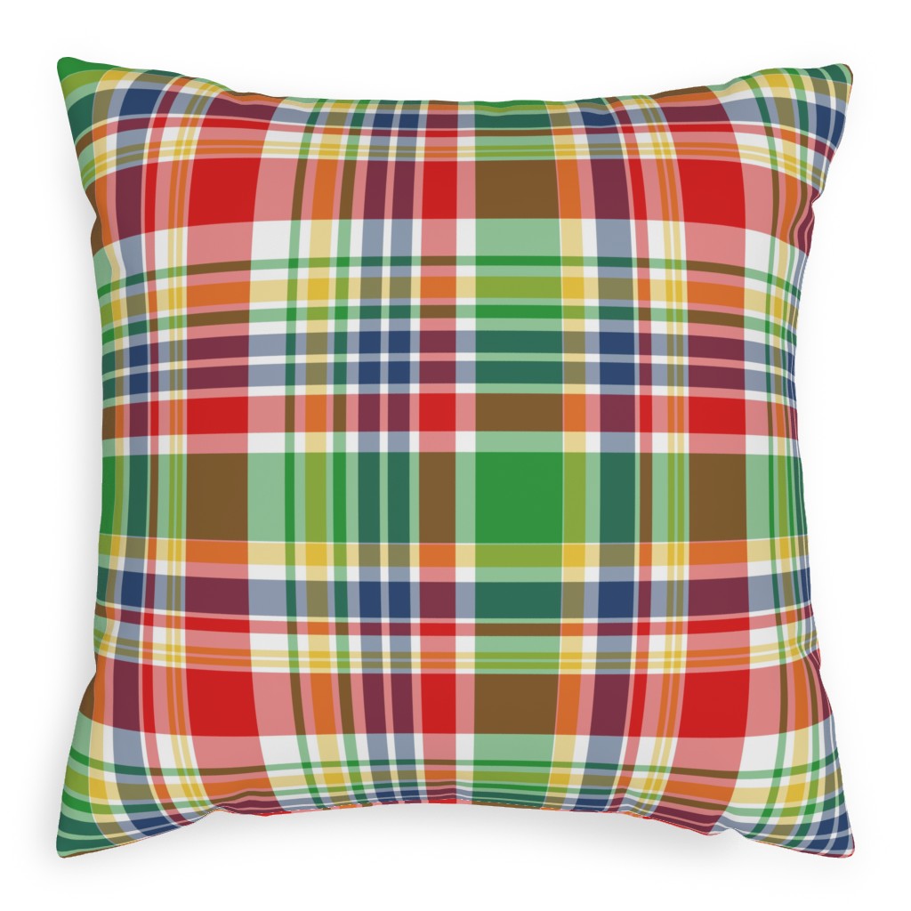 Plaid - Multi Bright Pillow, Woven, White, 20x20, Double Sided, Multicolor