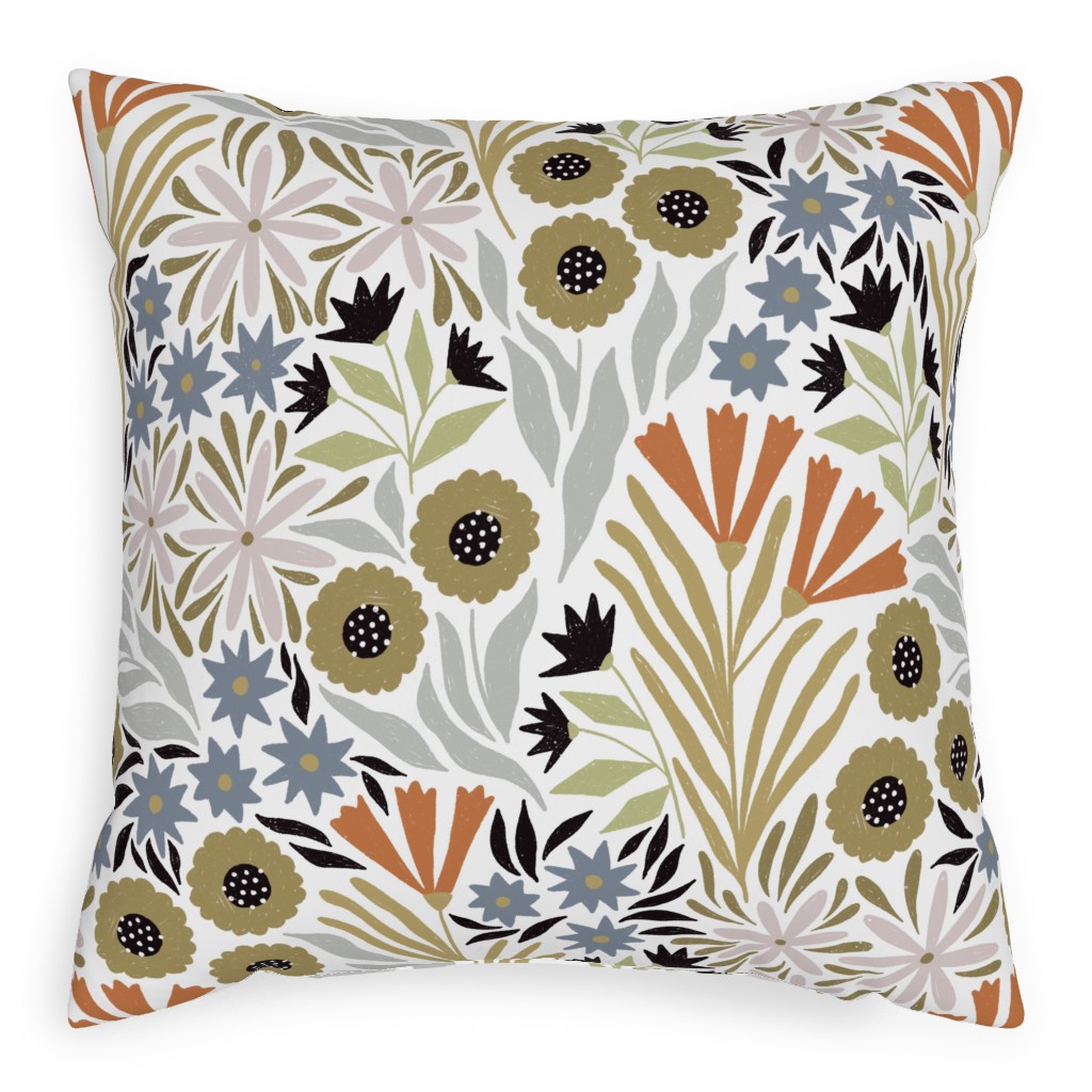 Adeline Floral - Muted Multi Pillow, Woven, White, 20x20, Double Sided, Multicolor