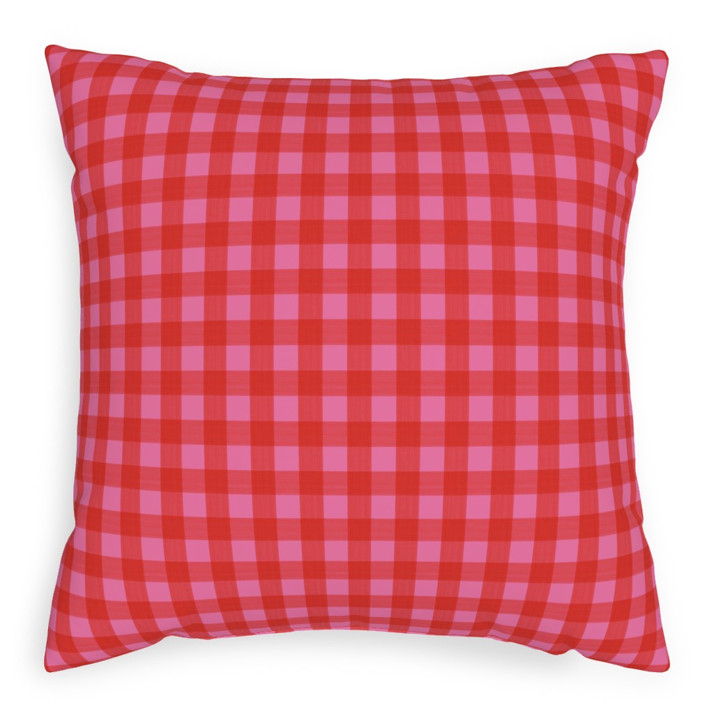 Valentine Buffalo Plaid Pillow, Woven, White, 20x20, Double Sided, Pink