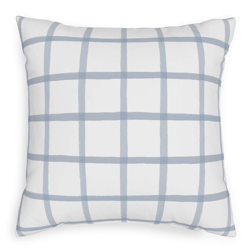 Window Pane Plaid Pillow, Woven, White, 20x20, Double Sided, Blue
