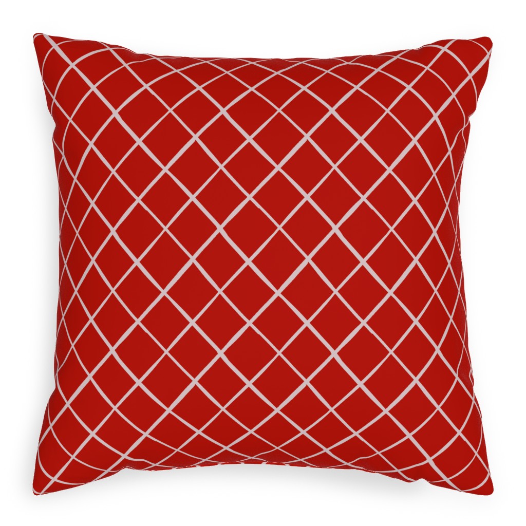 Check on Red Pillow, Woven, White, 20x20, Double Sided, Red