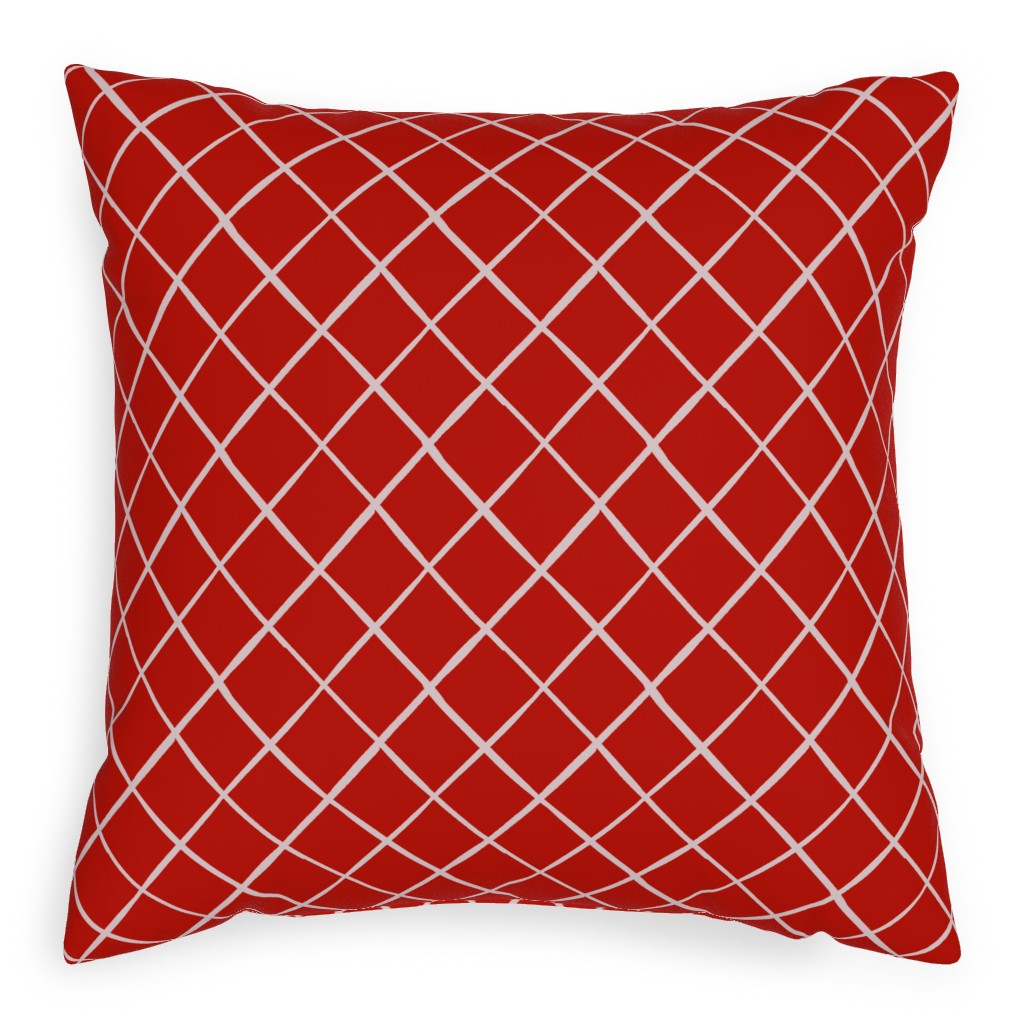 Check on Red Pillow, Woven, White, 20x20, Double Sided, Red, Red