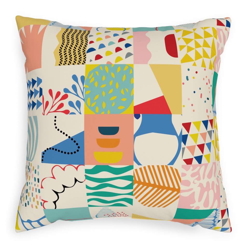 Mod Patches - Multi Pillow, Woven, White, 20x20, Double Sided, Multicolor