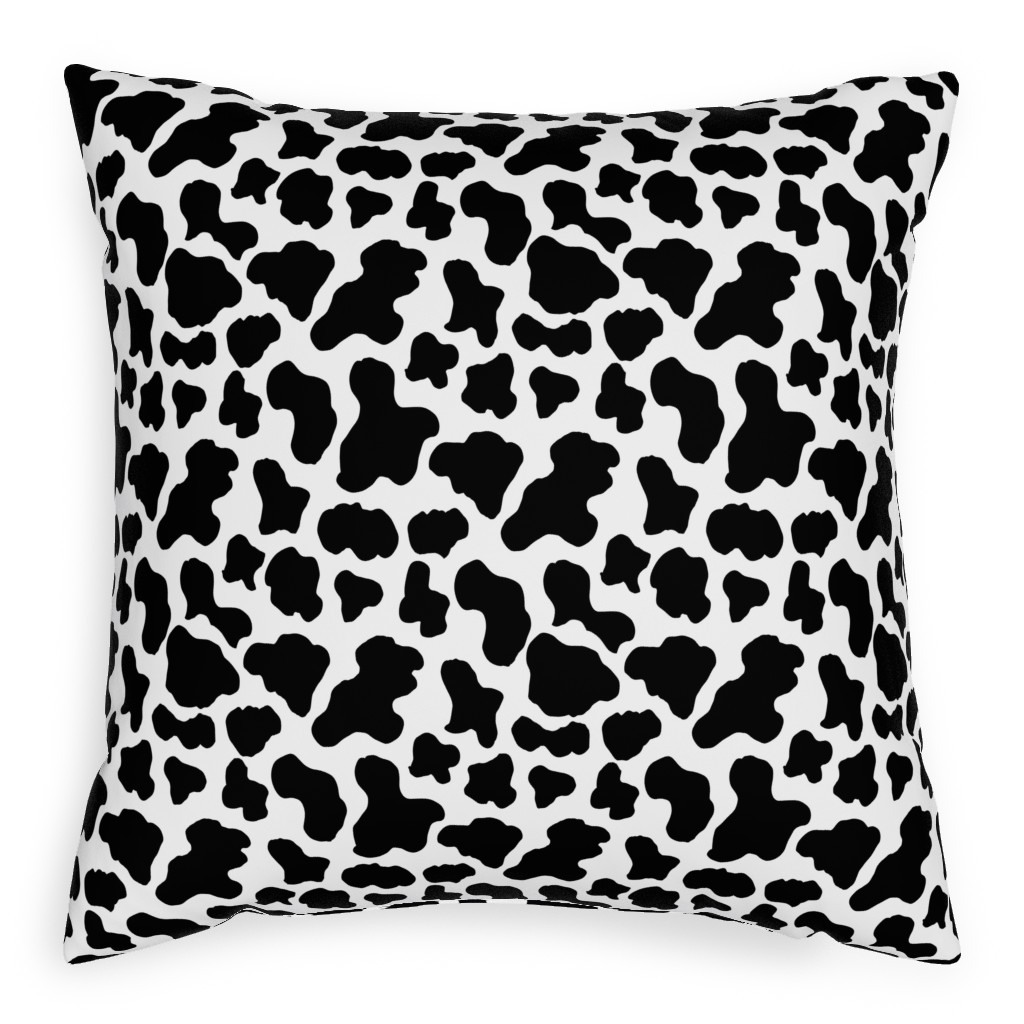 Cow Print - Black and White Pillow, Woven, White, 20x20, Double Sided, Black