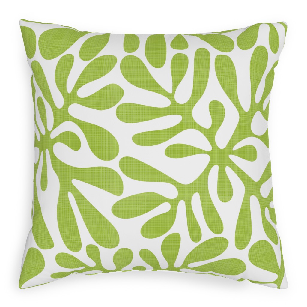 Block Print Texture Pillow, Woven, White, 20x20, Double Sided, Green, Mojito