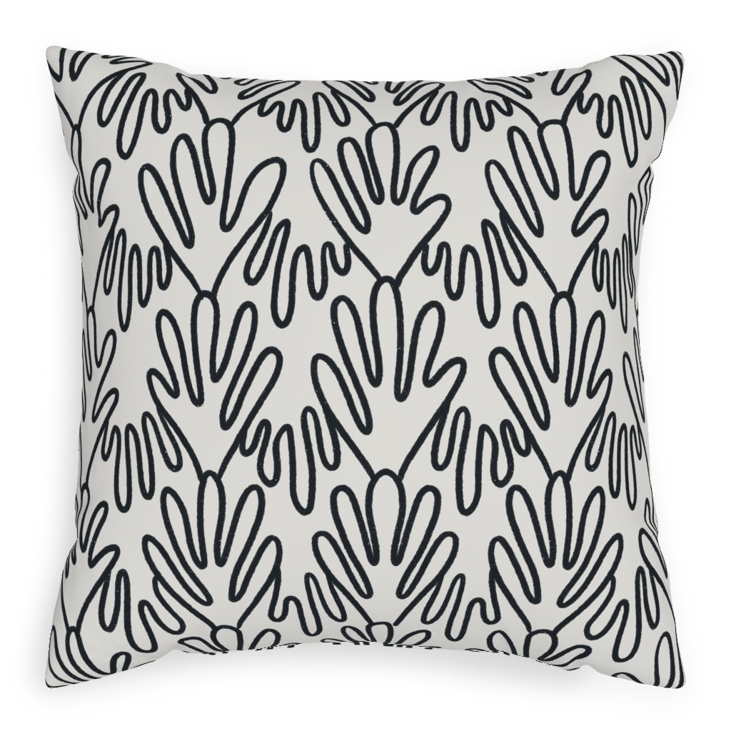 Wavy Lines - Black on White Pillow, Woven, White, 20x20, Double Sided, White, White