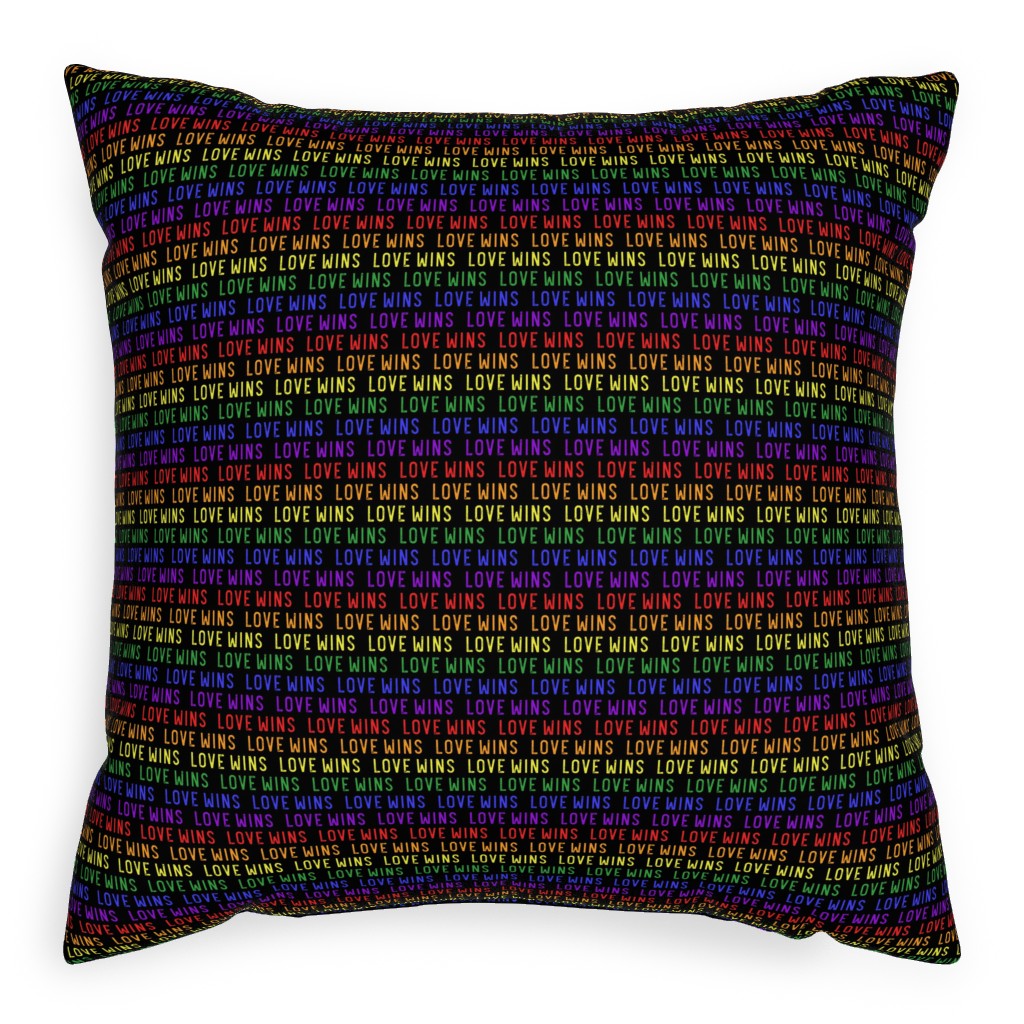 Love Wins Rainbow Pillow, Woven, White, 20x20, Double Sided, Multicolor