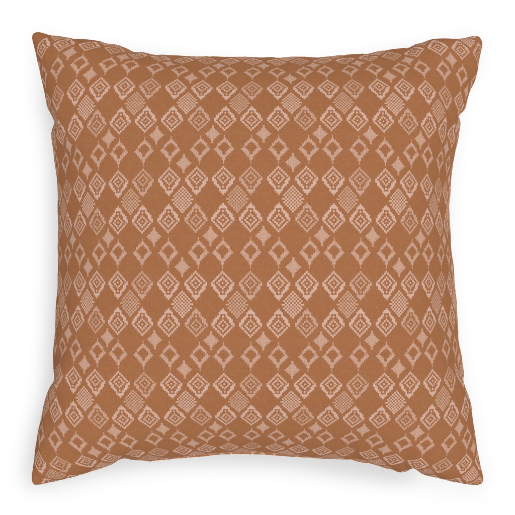 Boho Fair Isle - Rust Pillow, Woven, White, 20x20, Double Sided, Orange