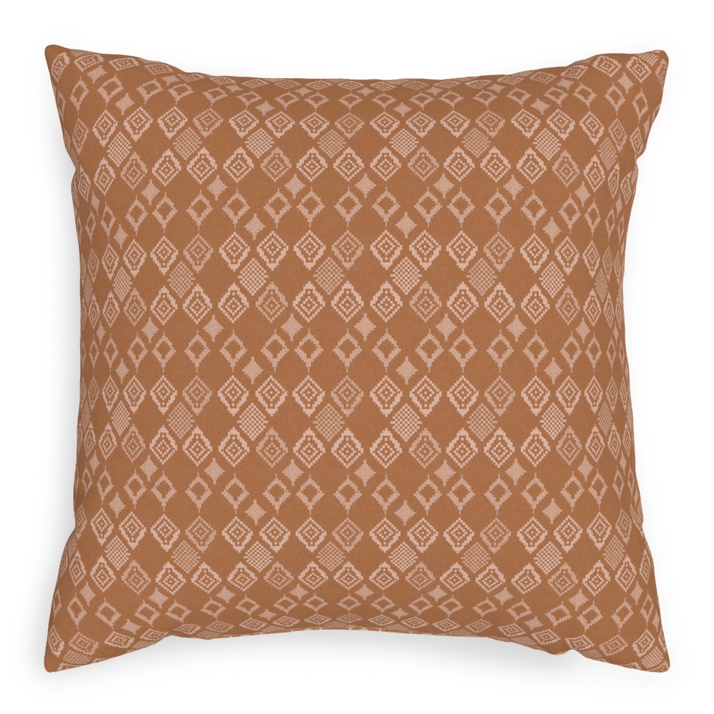 Boho Fair Isle - Rust Pillow, Woven, White, 20x20, Double Sided, Orange, Orange