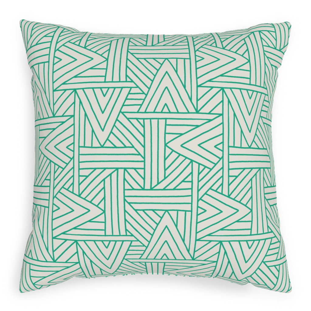 Angles - Green & White Pillow, Woven, White, 20x20, Double Sided, Green, Classic Green