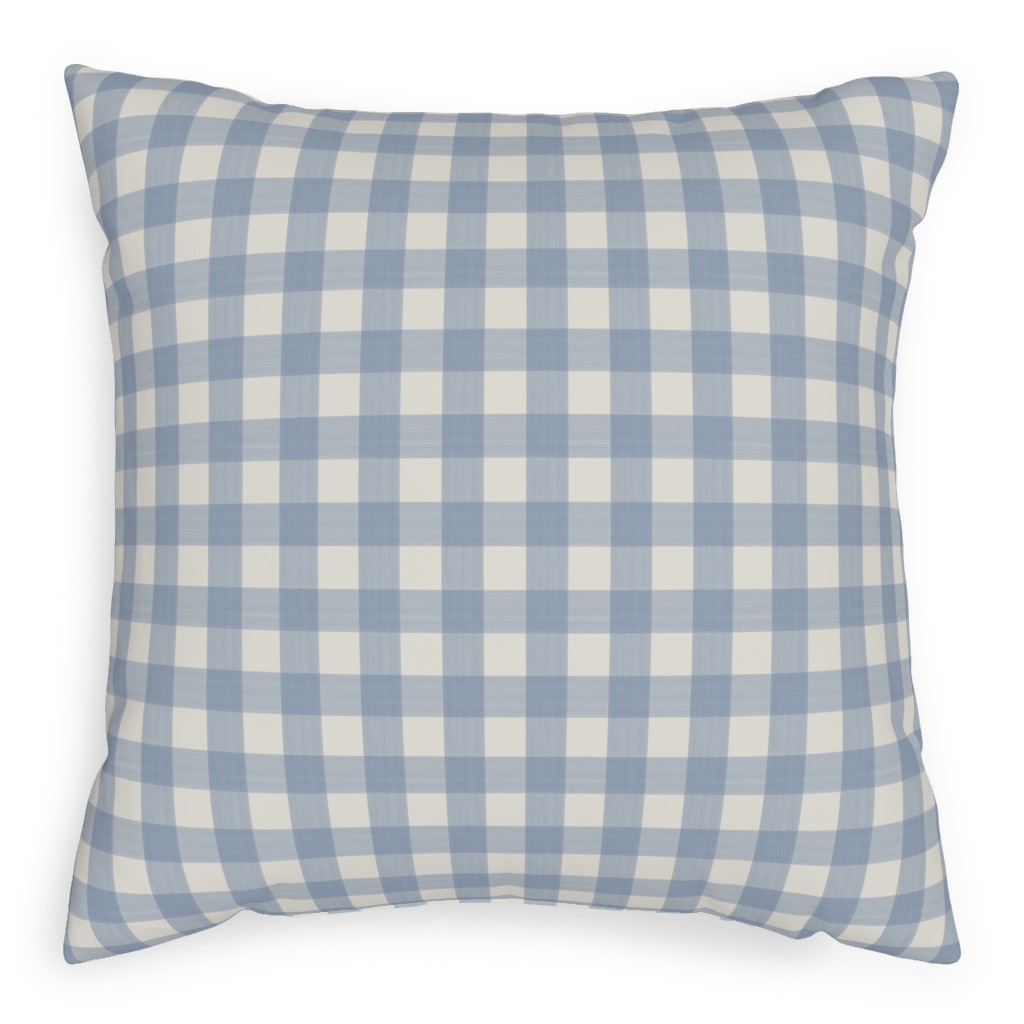 Buffalo Plaid - Soft Blue & Cream Pillow, Woven, White, 20x20, Double Sided, Blue, True Blue