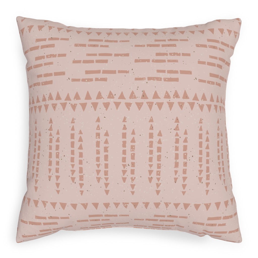 Boho Tribal Dashed Geometric - Pink Pillow, Woven, White, 20x20, Double Sided, Pink, Bright Pink