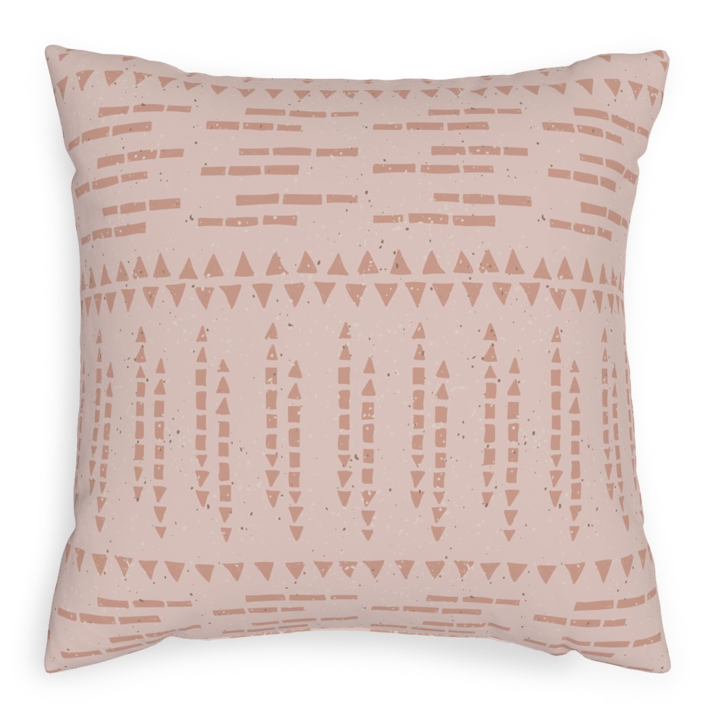 Boho Tribal Dashed Geometric - Pink Pillow, Woven, White, 20x20, Double Sided, Pink