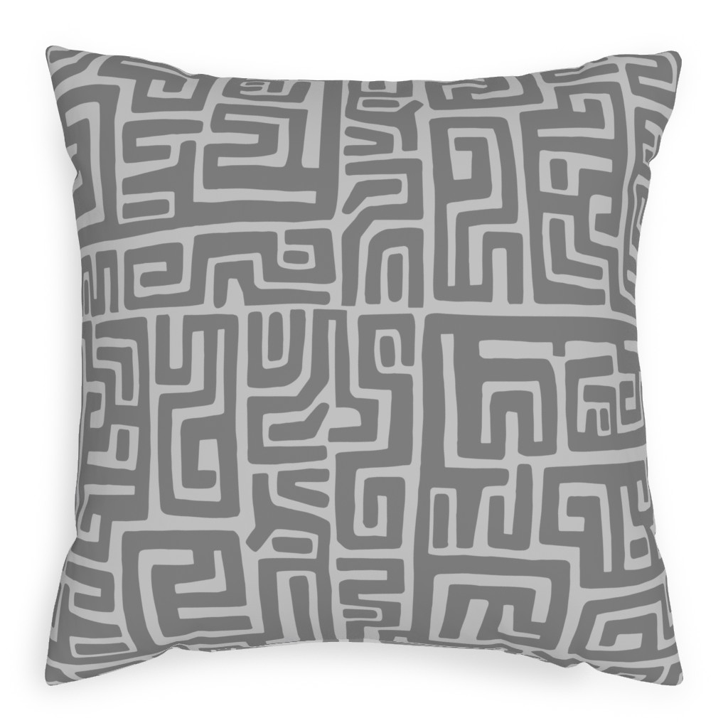 Maze Pillow, Woven, White, 20x20, Double Sided, Gray