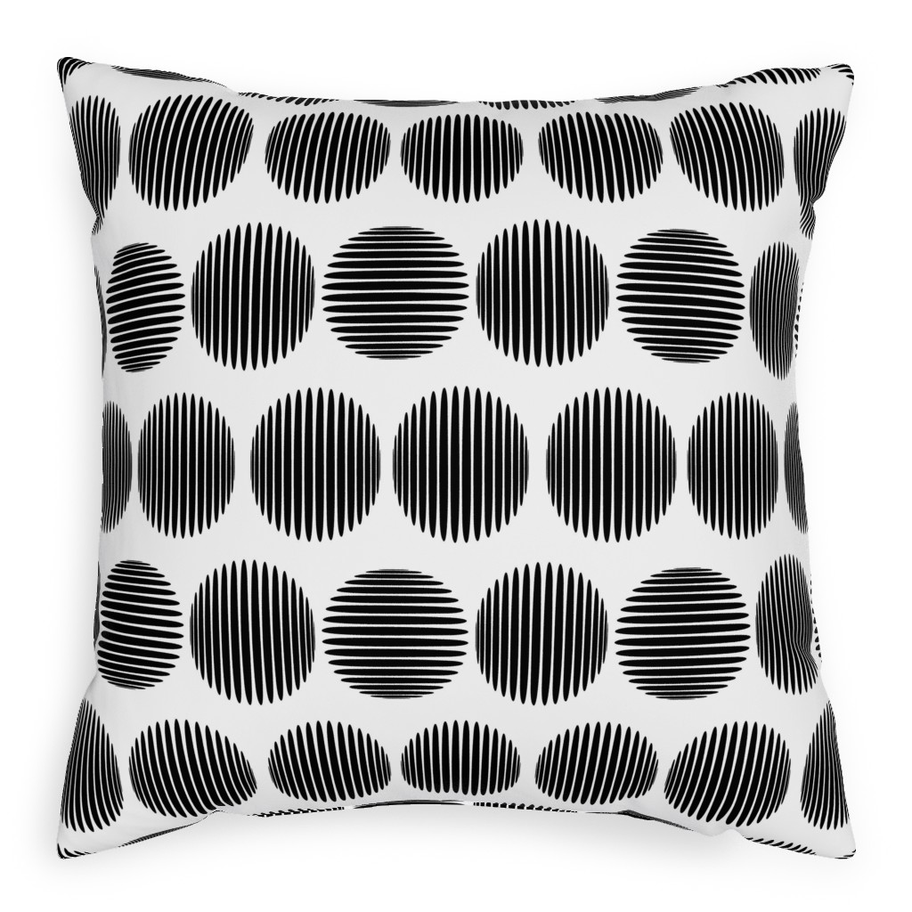 Tossed Spheres - Black and White Pillow, Woven, White, 20x20, Double Sided, Black