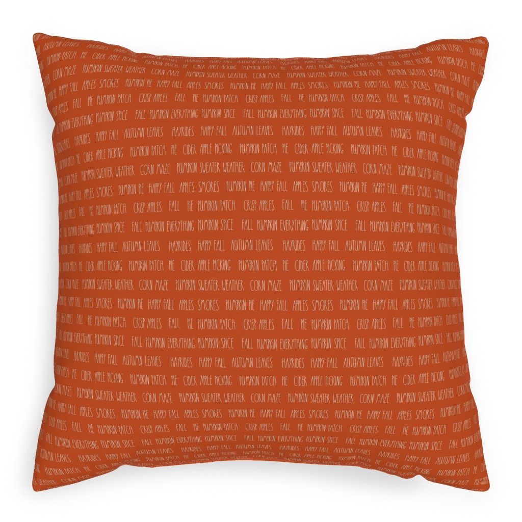 Fall Typography - Orange Pillow, Woven, White, 20x20, Double Sided, Orange, Orange
