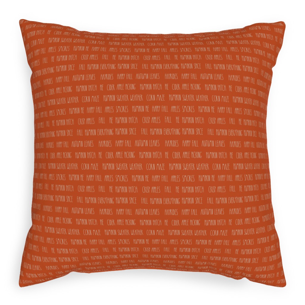 Fall Typography - Orange Pillow, Woven, White, 20x20, Double Sided, Orange