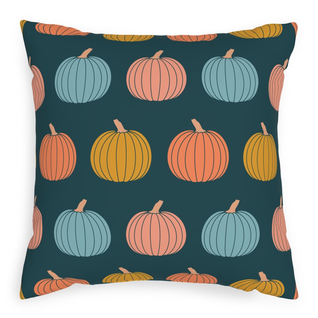 Colorful Halloween - Teal and Orange Pillow, Woven, White, 20x20, Double Sided, Multicolor