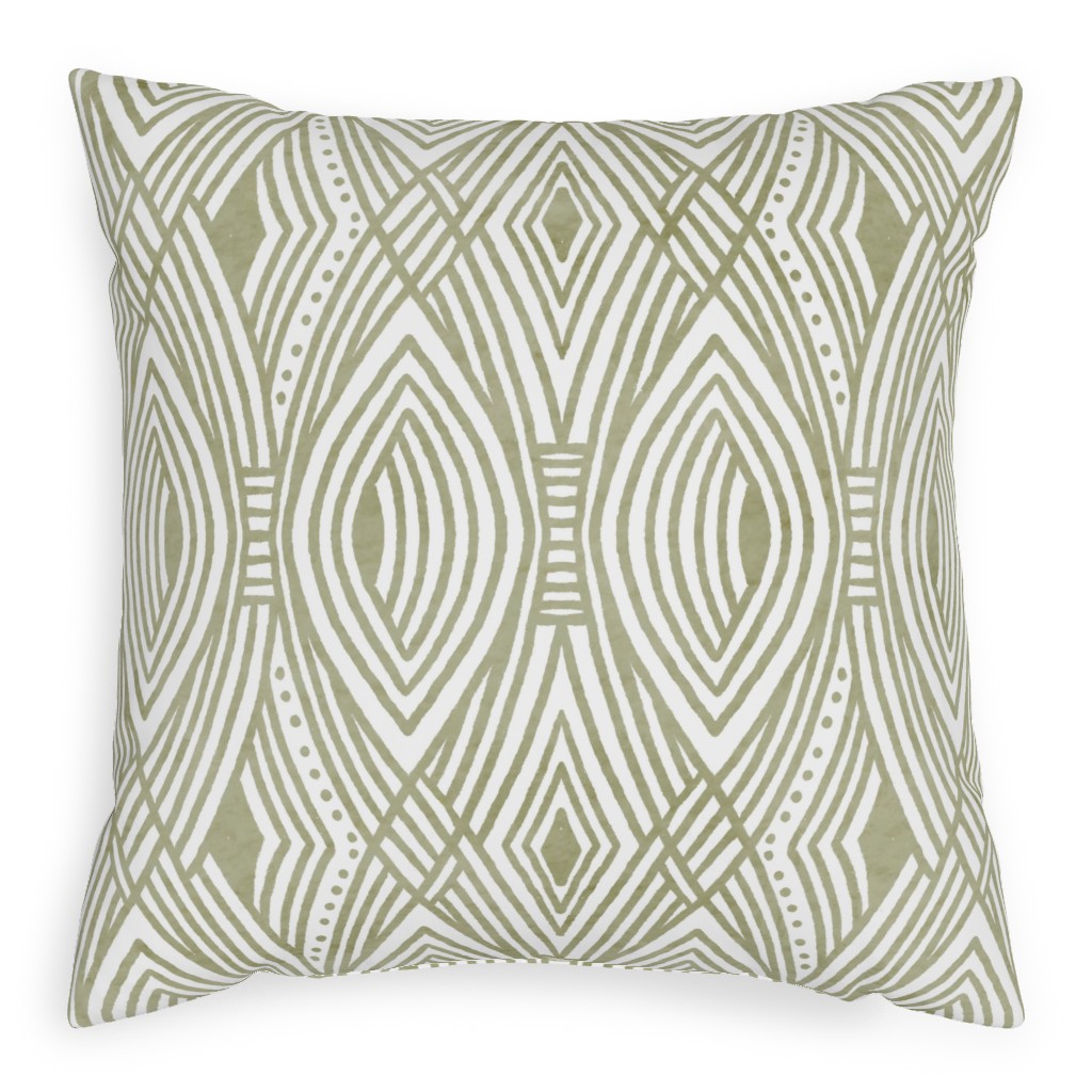 Katherine - Green Pillow, Woven, White, 20x20, Double Sided, Green
