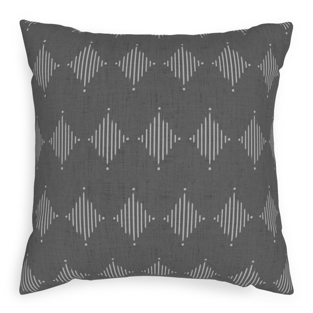 Brushed Diamond Lines Pillow, Woven, White, 20x20, Double Sided, Gray