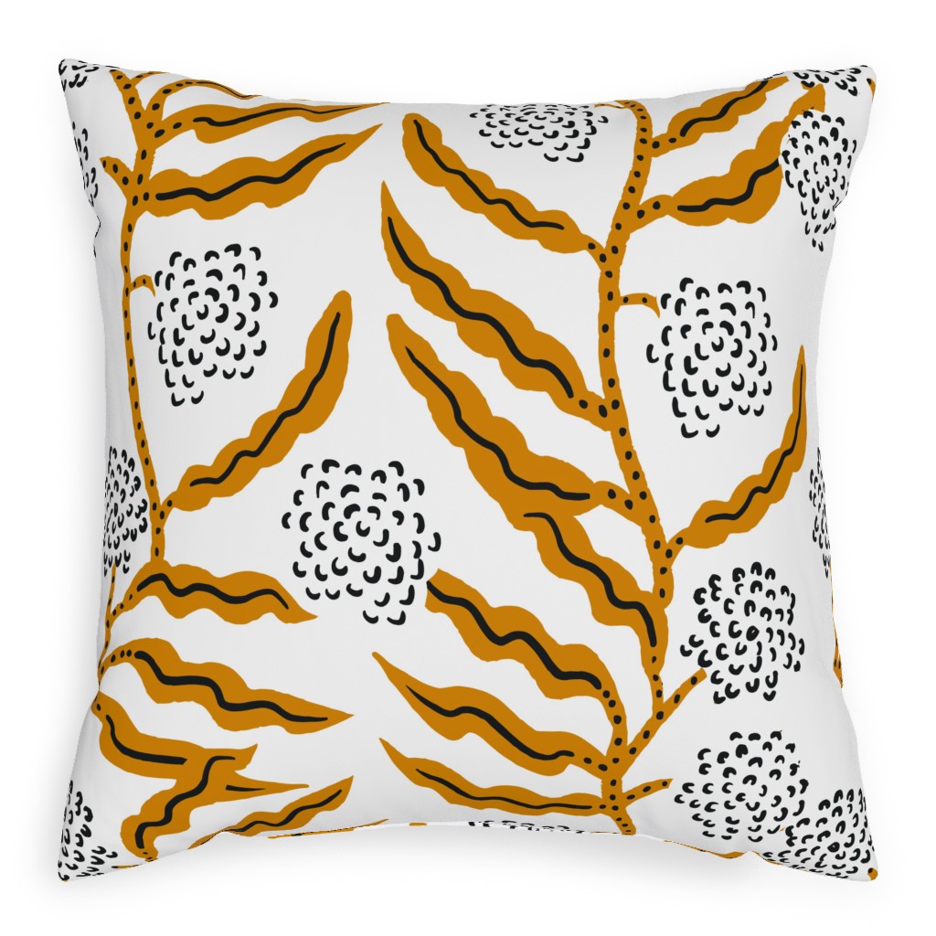 La Ville Vine - Black and Yellow Pillow, Woven, White, 20x20, Double Sided, Yellow