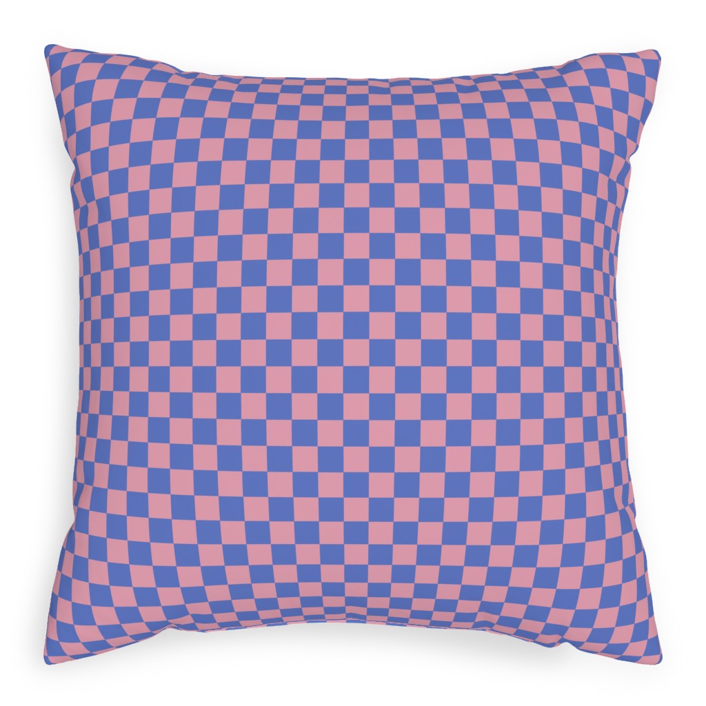 Fun Checkers - Pink and Purple Pillow, Woven, White, 20x20, Double Sided, Pink, Bright Pink